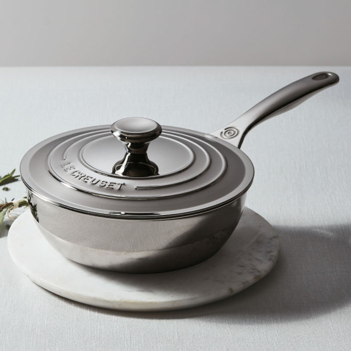 Le Creuset Stainless Steel Saucier Pan with Lid & Reviews Wayfair